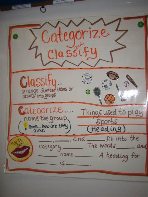 Categorizeclassify Kindergarten Anchor Charts Reading Anchor