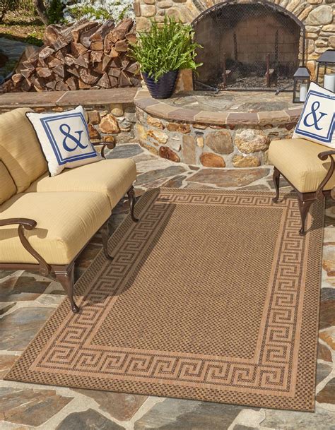 Brown 100cm X 152cm Outdoor Border Rug Au Rugs