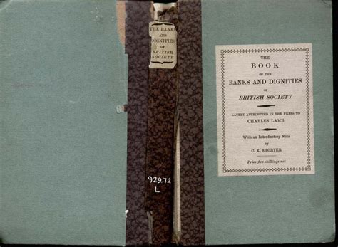 The Book Of The Ranks And Dignities Of British Society By Charles Lamb
