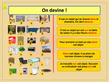French preposition and furniture PPT for beginners | TpT