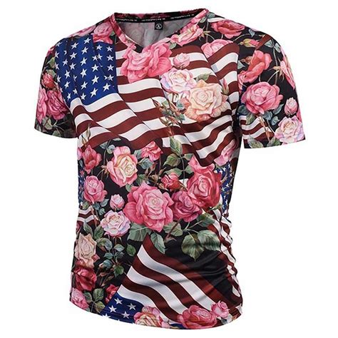Hot promotions in floral pattern shirt on aliexpress: 3D Printed Floral Pattern Men's Summer Unisex Short Sleeve ...