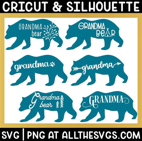 FREE Grandma Bear SVG File in 6 Styles [No Sign Up to Download!]
