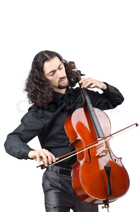 Man Playing Cello On White Stock Image Colourbox
