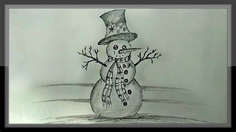 Christmas Drawing Snowman Image Drawing In Pencil Easy Youtube