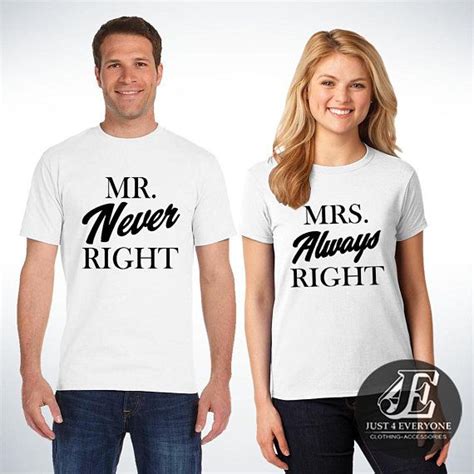 mr never right and mrs always right shirts wedding t etsy couple shirts shirts t shirt