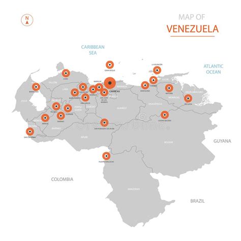 Mapa De Venezuela Con Divisiones Administrativas Ilustración del Vector Ilustración de