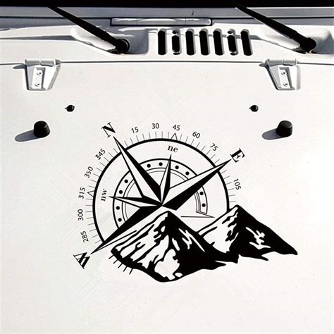 Fochutech Car Decals Compass With Mountains Hood Decal Car Window