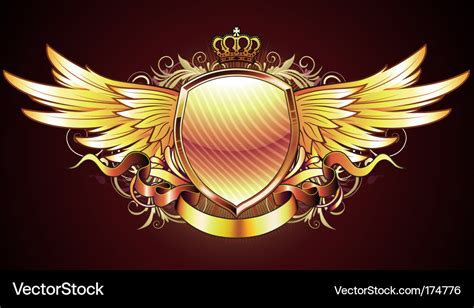 Heraldic Golden Shield Royalty Free Vector Image