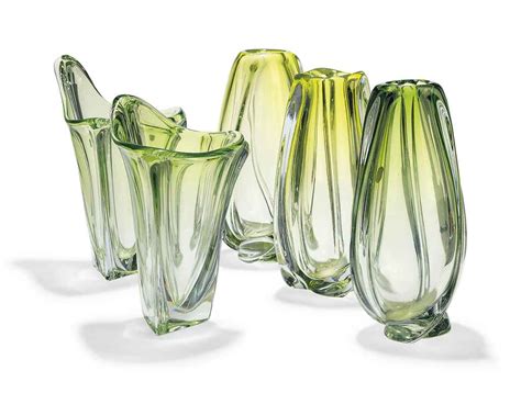 A Group Of Five Val Stlambert Glass Vases 20th Century Christies