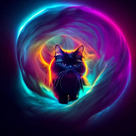 Beautiful Persian Cat With Long Swirly Glowing Rgb Midjourney Openart