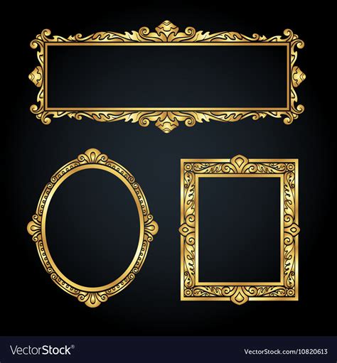 Gold Frames On Black Background Royalty Free Vector Image
