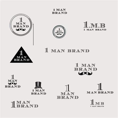 1 Man Brand Logos Typography Design Moustache Monocle Top