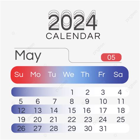 2024년 달력 5월 단순 그라데이션 2024 달 일력 PNG 일러스트 및 벡터 에 대한 무료 다운로드 Pngtree