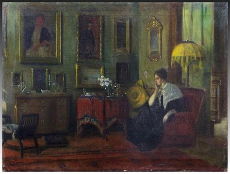 Important Oil Painting 1900 07 Interior By American Impressionist