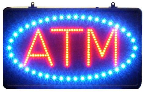22”x13” Blue And Red Led Atm Sign With Oval
