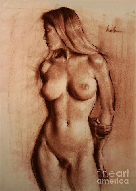 Nude Woman Frontal Drawing By Doyle Shaw