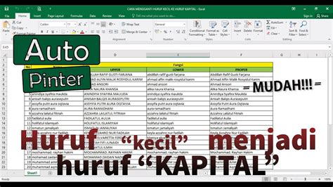 Cara Mengganti Huruf Kecil Menjadi Huruf Kapital Di Ms Excel Youtube