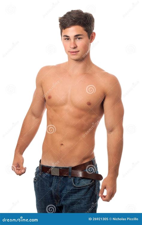 Attractive Shirtless Muscular Man Standing In Underwear Stock Photography Cartoondealer Com