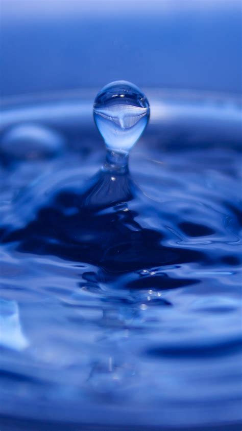 Download Wallpaper 1350x2400 Drop Water Ripples Blue Macro Iphone 8