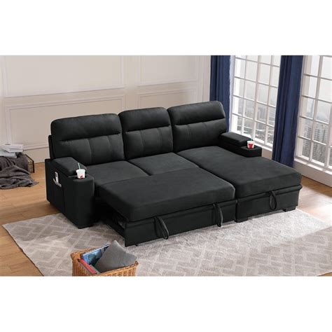 Black Sleeper Sofa Sectional Baci Living Room