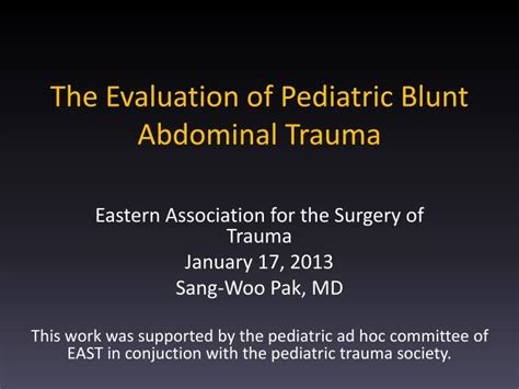 Ppt The Evaluation Of Pediatric Blunt Abdominal Trauma Powerpoint