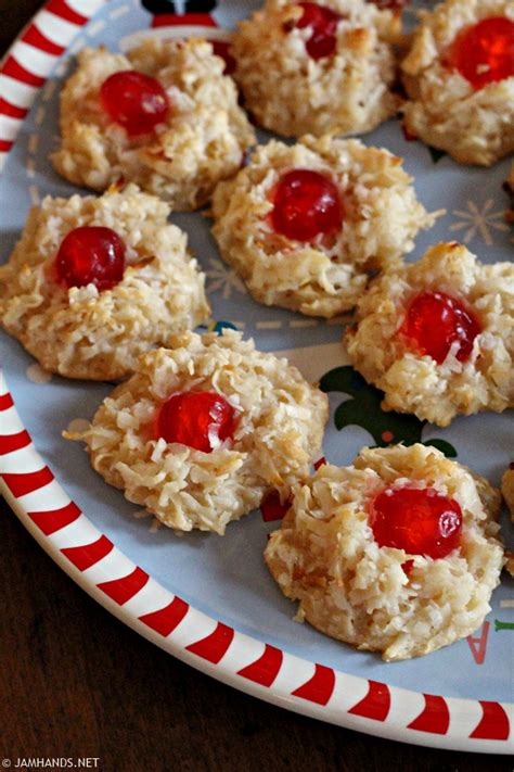 Cherry Topped Coconut Macaroons Coconut Macaroons Cookies Recipes Christmas Coconut