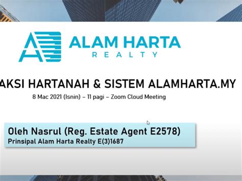 All real estate professionals need to be registered under the board of valuers, appraisers and estate agents (bovaea). Alam Harta Realty - Registered Estate Agent