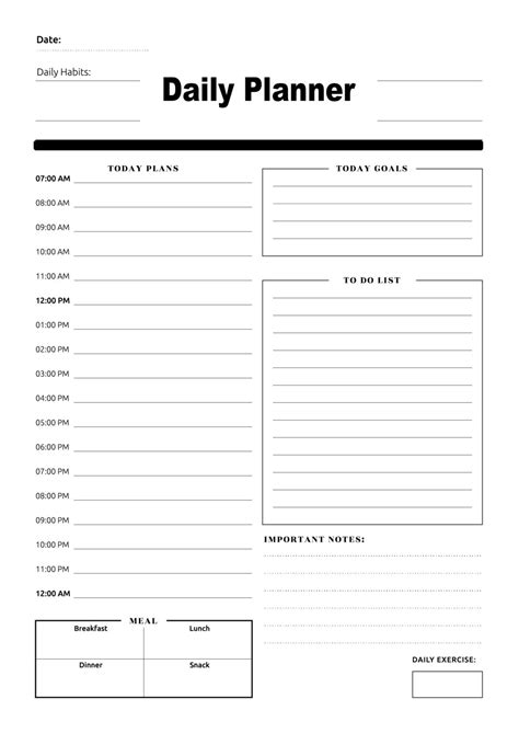 Blank Daily Planner Template Printable The Calendar