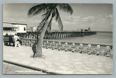 Pier—palm Beach Florida Rppc Rare Vintage Photo Postcard Ll Cook 1950 19 99 Original Vintage