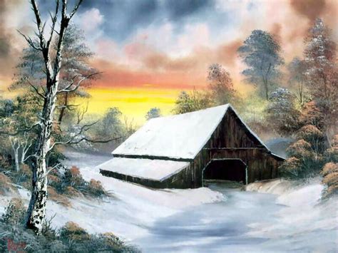 Barn At Sunset ~ Bob Ross Bob Ross Paintings Bob Ross Art Bob Ross