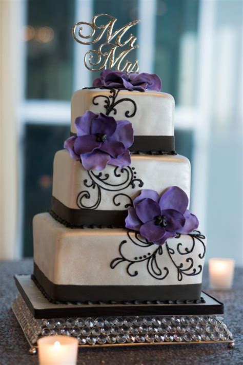 Tips for choosing unique wedding invitations. Nashville Sweets | Purple, Black and Silver Wedding Cake ...