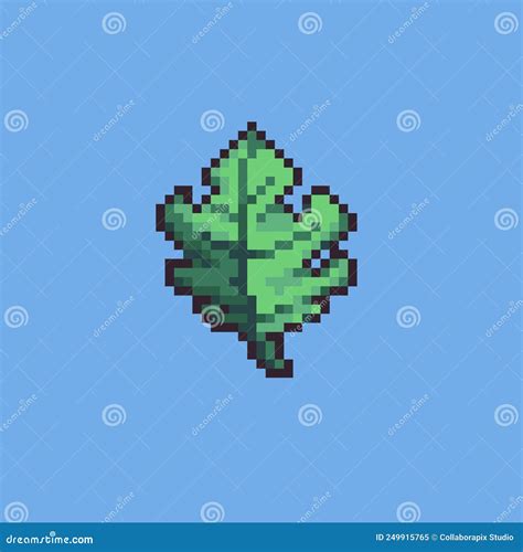 Pixel Art Green Leaf Icon Vector Stock Image Illustration Of Leaf