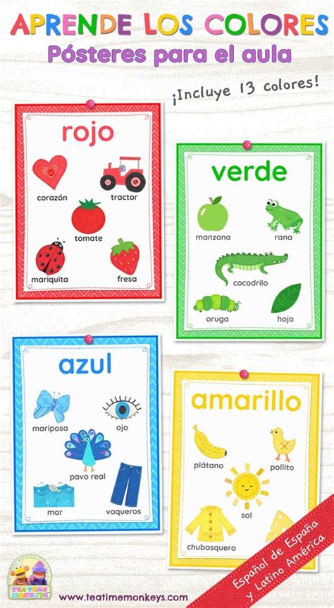 Aprende Los Colores En Español Pósteres Para El Aula Tea Time