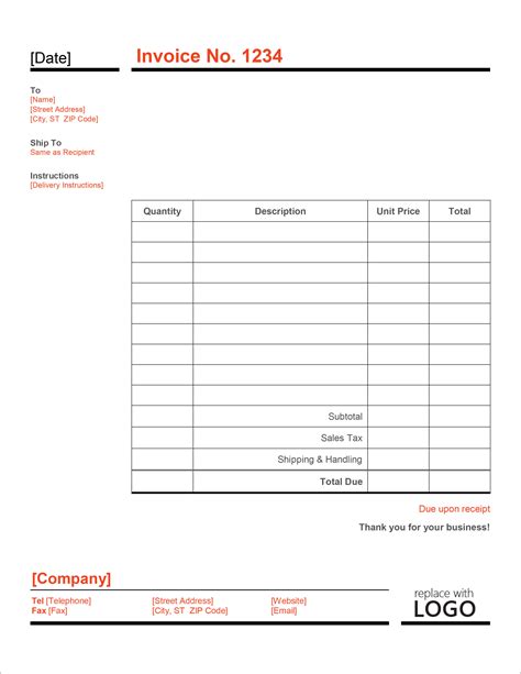 Excel Downloadable Invoice Template