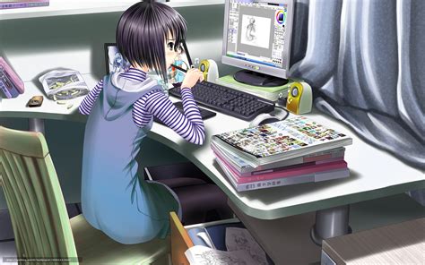 Download Wallpaper Art Girl Room Computer Free Desktop Anime Girl