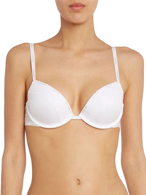 Calvin Klein Perfectly Fit Sexy Signature Flirty Push Up Bra In White Lyst