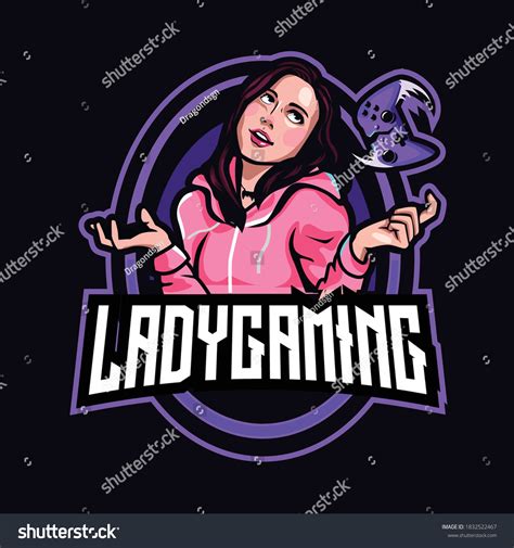 Gamer Girl Esport Mascot Logo Design Vetor Stock Livre De Direitos