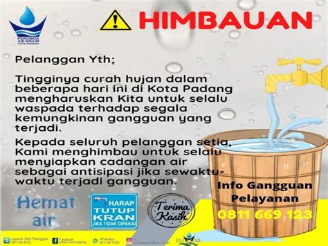 Himbauan Pelanggan Perumda Air Minum Kota Padang