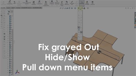 Solidworks Fix Greyed Out Hide Show Item Menu Youtube