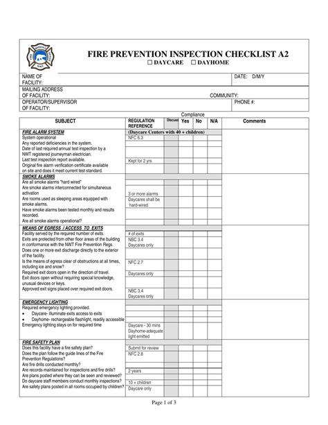 Fire Safety Checklist Template