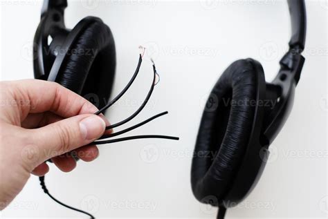 Broken Headphones Closeup Broken Wires Photo 3154592 Stock Photo At
