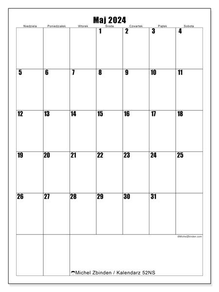 Kalendarz Maj 2024 Do Druku “621ns” Michel Zbinden Pl