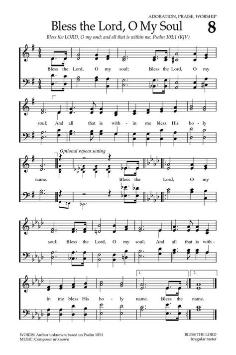 Here you can post a video of you playing the bless the lord oh my soul chords, so your fellow guitarists will be able to see you and rate you. Baptist Hymnal 2008 8. Bless the Lord, O my soul - Hymnary.org