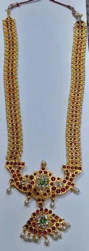 Gold Plated Golden Kemp Red And White Stone Haram At Rs 800piece In