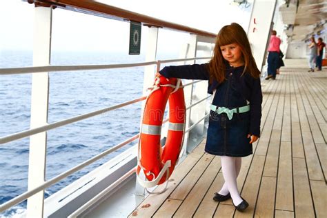 Girl Standing On Deck Of Cruise Ship Stock Image Image Of Suntan