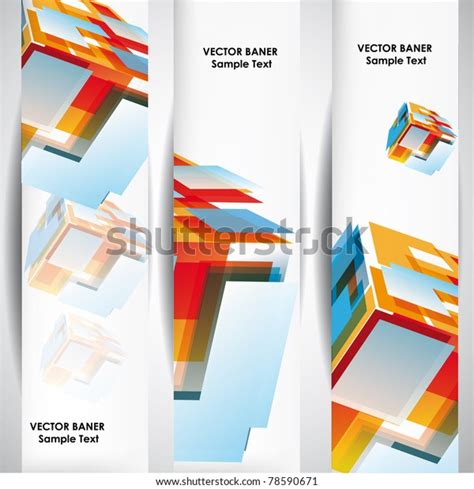 Set 160x600 Abstract Cube Banners Stock Vector Royalty Free 78590671