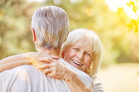 Laughing Old Woman Hugs Man Stock Image Image Of Love Retired 186680487