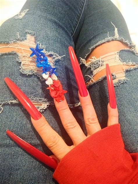 xxxxtra long red white andblue nailz long red nails long square acrylic nails woman with