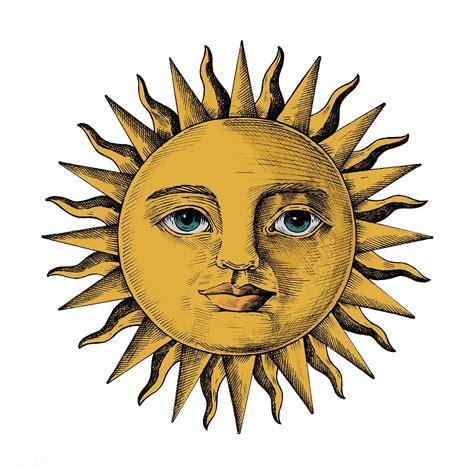 Hand Drawn Sun With A Face Premium Image By Arte De