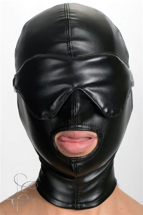 Leather Hood Mask With Soft Blindfold And Mouth By Espressivoclub